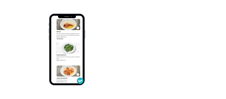 Smartphone screen displaying professional food photos